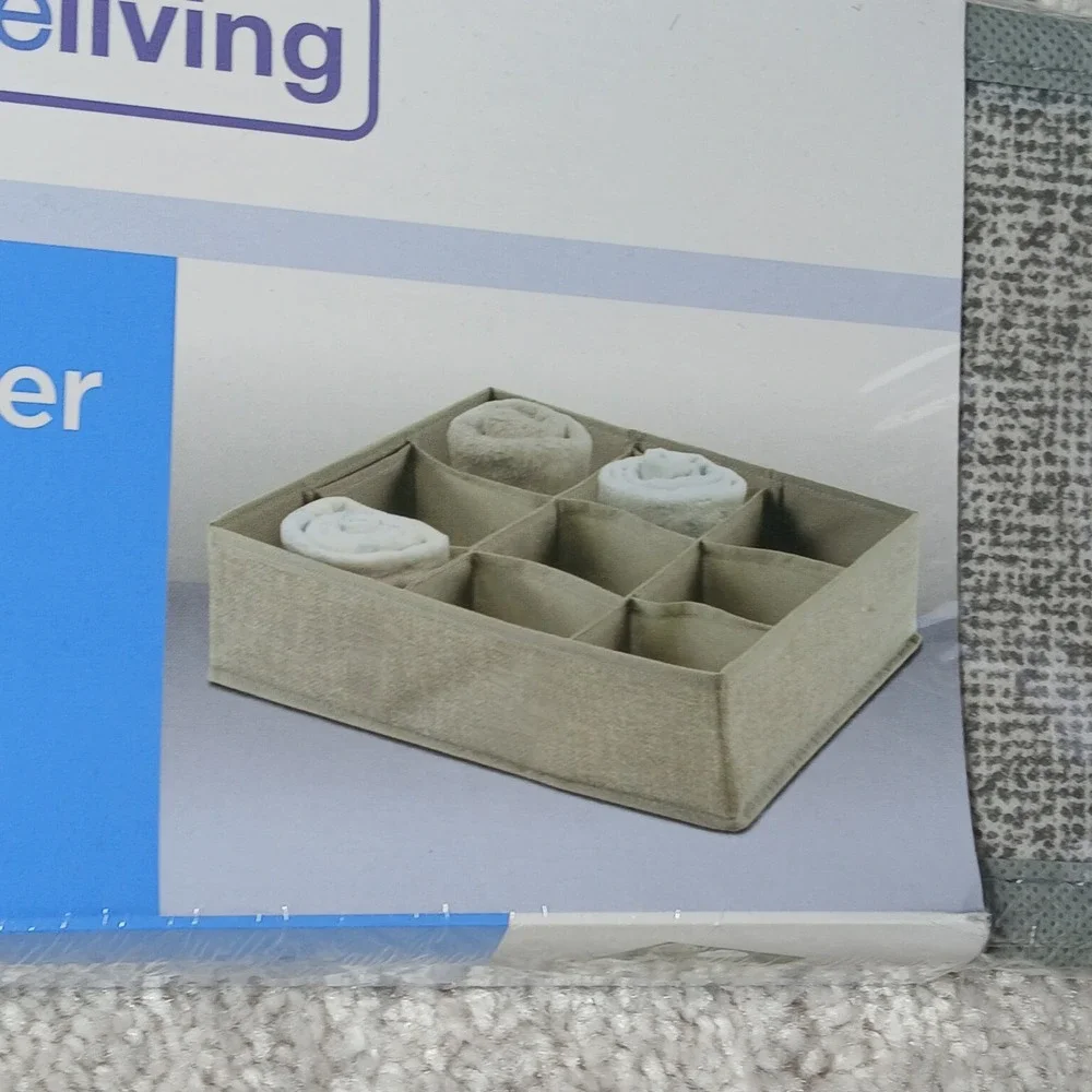 True Living Drawer Gray Organizer 9 Compartments 13 x 13 x 4.33 Collapsible